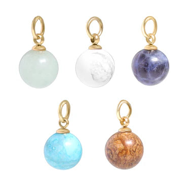 18K Gold PVD Stainless Steel Semi Precious Natural Stone Charms