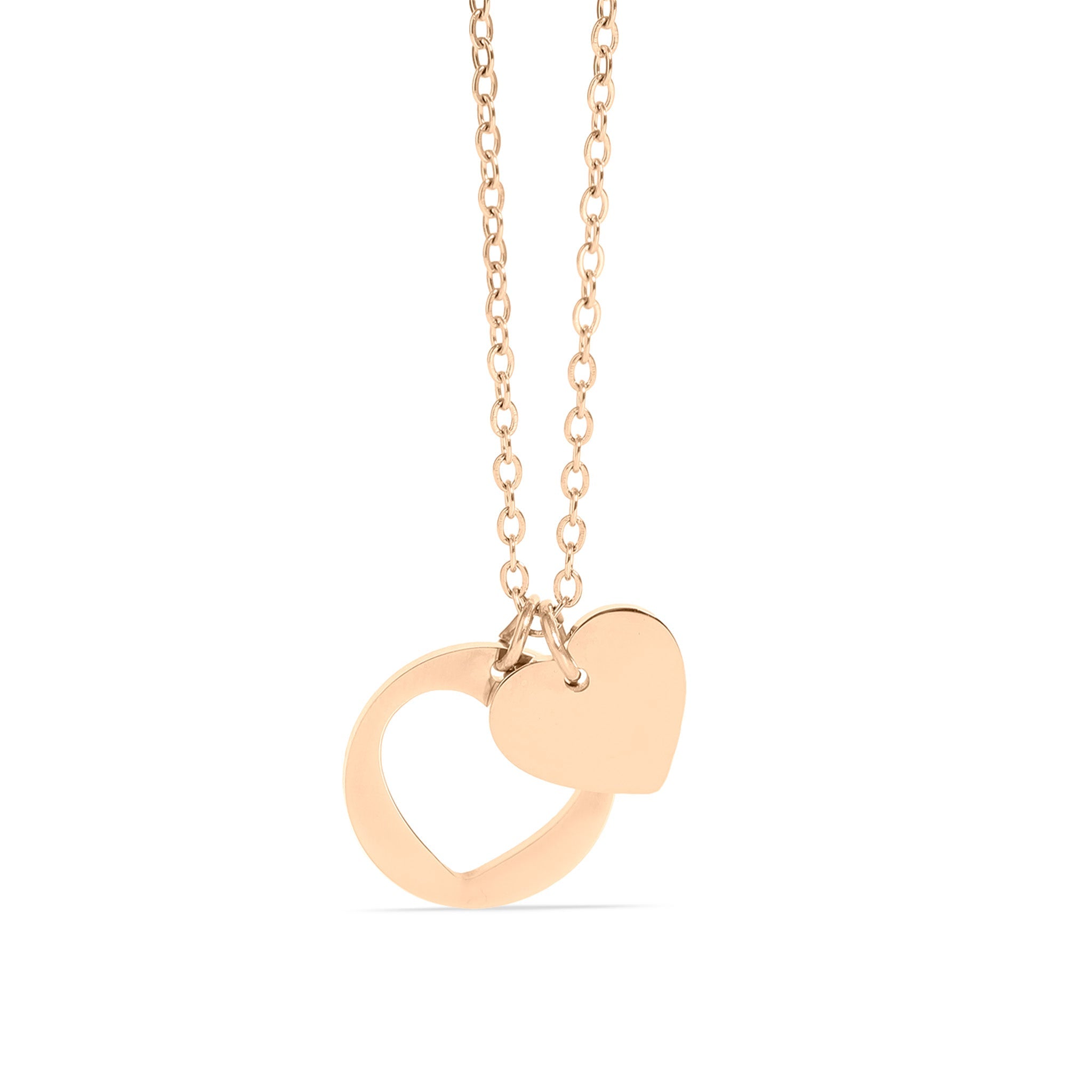18K Gold Heart Necklace – Stainless Steel Jewelry with Heart Cutout Pendant & 2" Extension