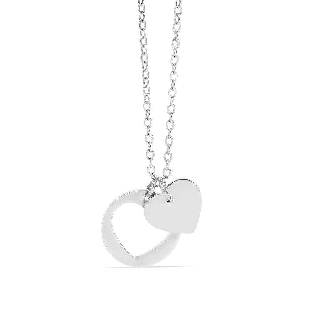 18K Gold Heart Necklace – Stainless Steel Jewelry with Heart Cutout Pendant & 2" Extension