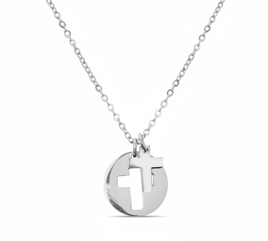Gold Cross Necklace – 18K PVD Stainless Steel Cutout Cross Charm Pendant
