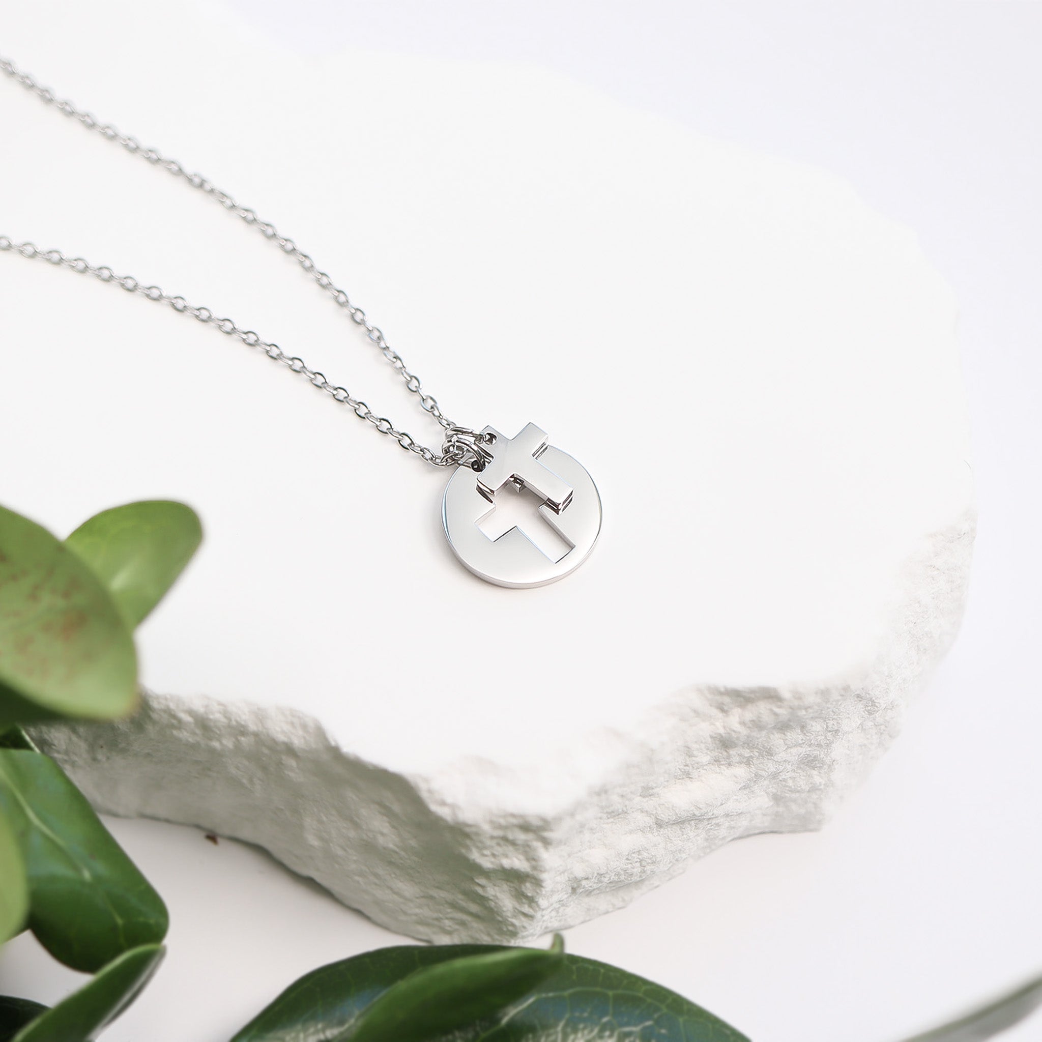 Gold Cross Necklace – 18K PVD Stainless Steel Cutout Cross Charm Pendant