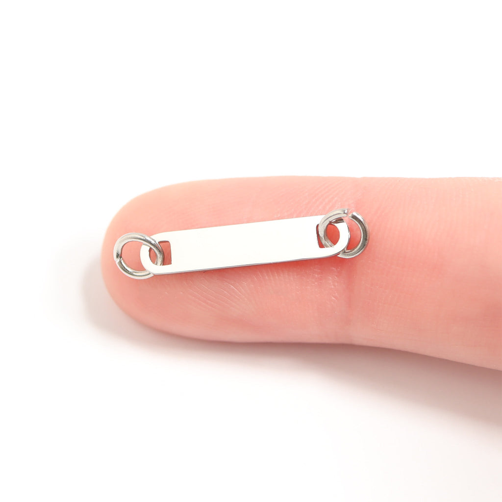 Stainless Steel Engravable Blank Connector Bar Charm 