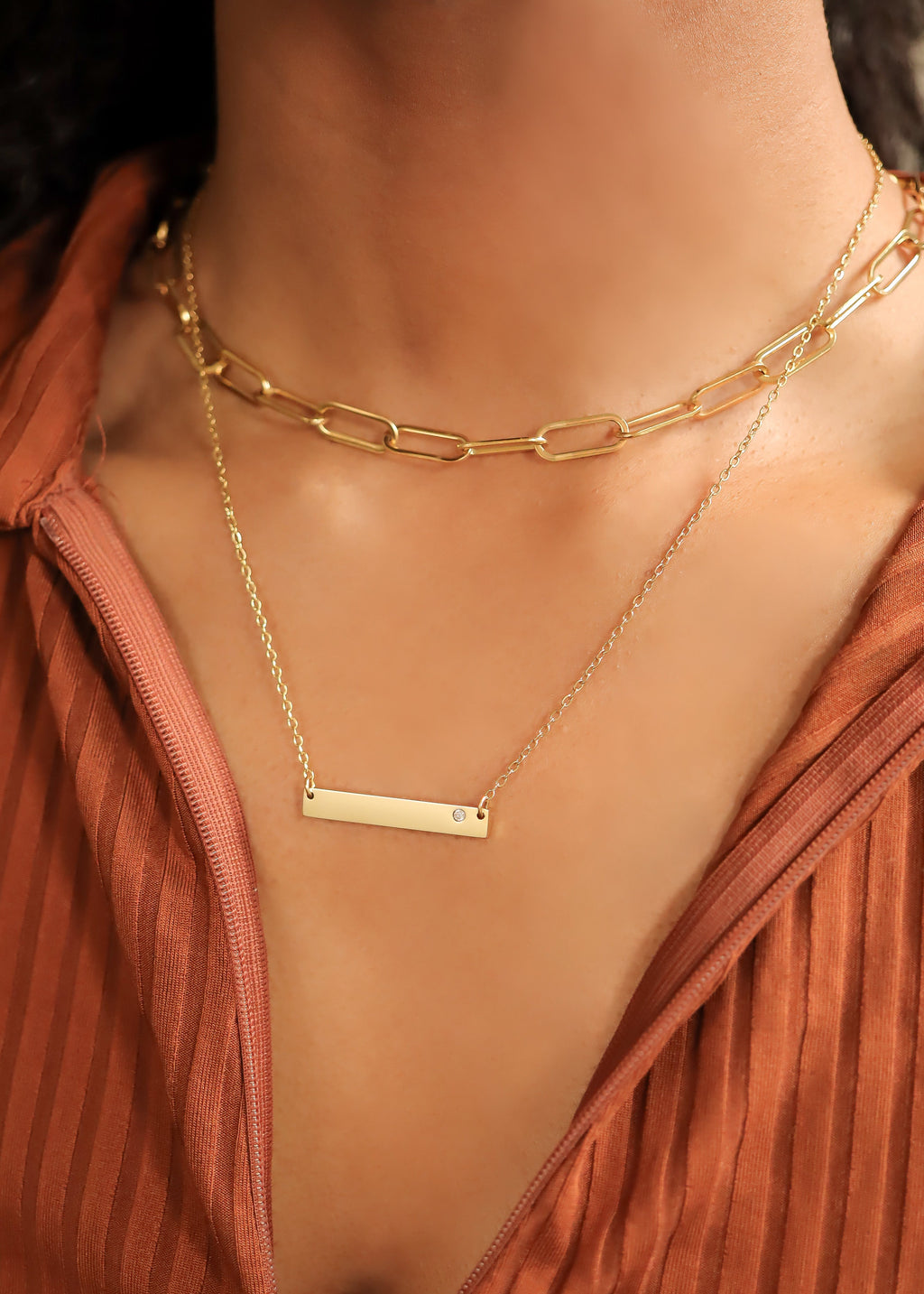 Birthstone Bar Necklace – 18K Gold Stainless Steel Durable Engraved Jewelry Gift