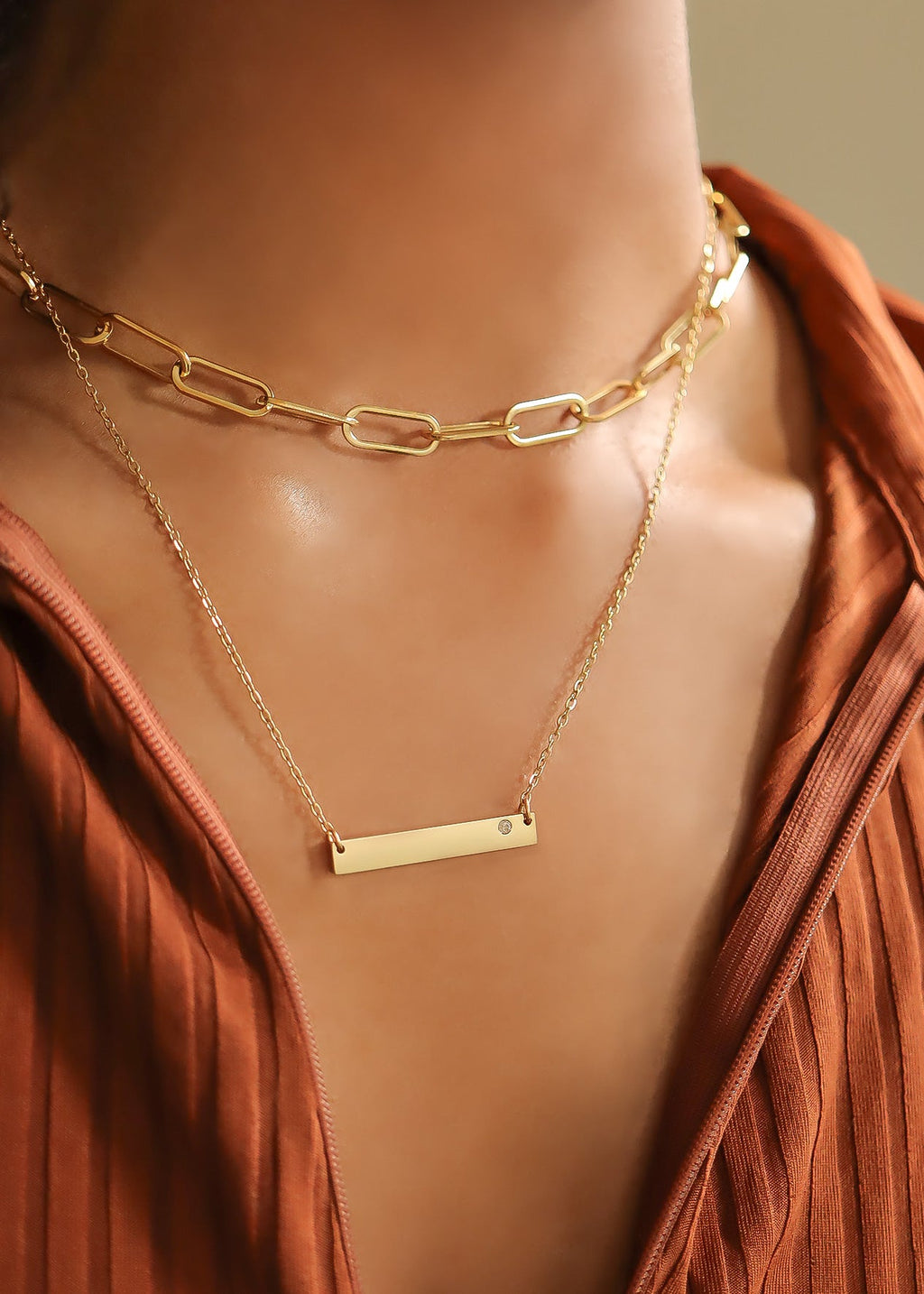 Birthstone Bar Necklace – 18K Gold Stainless Steel Durable Engraved Jewelry Gift