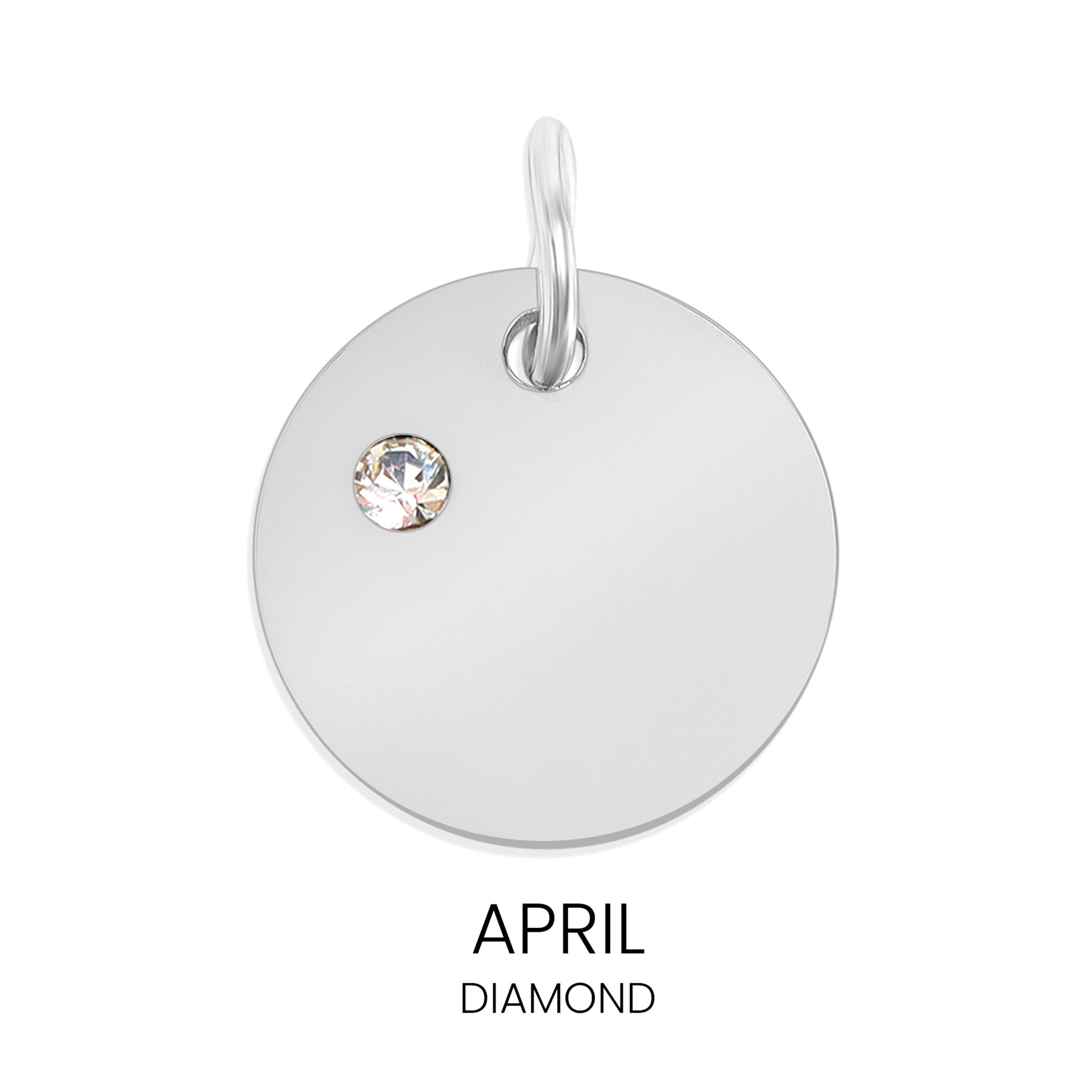 CZ Birthstone Pendant – Durable Stainless Steel Round Pendant Blank for Custom Engraved Jewelry