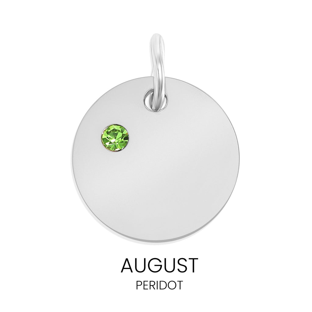 CZ Birthstone Pendant – Durable Stainless Steel Round Pendant Blank for Custom Engraved Jewelry