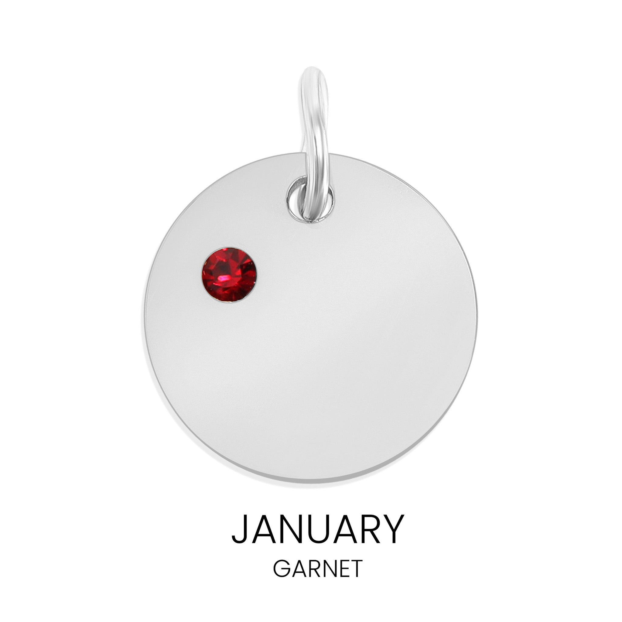 CZ Birthstone Pendant – Durable Stainless Steel Round Pendant Blank for Custom Engraved Jewelry