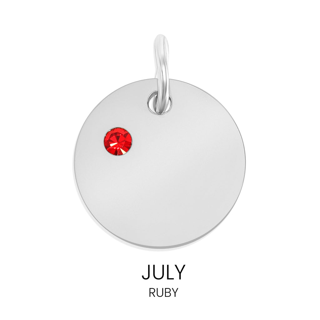 CZ Birthstone Pendant – Durable Stainless Steel Round Pendant Blank for Custom Engraved Jewelry