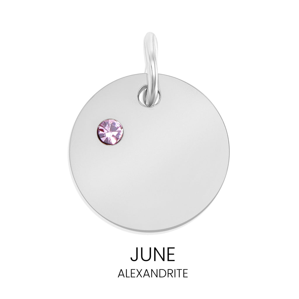 CZ Birthstone Pendant – Durable Stainless Steel Round Pendant Blank for Custom Engraved Jewelry