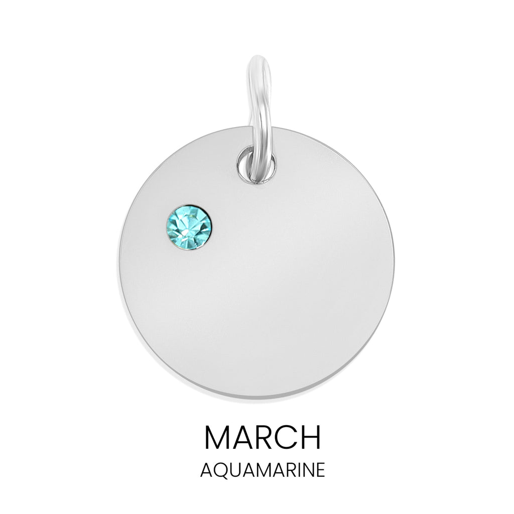 CZ Birthstone Pendant – Durable Stainless Steel Round Pendant Blank for Custom Engraved Jewelry