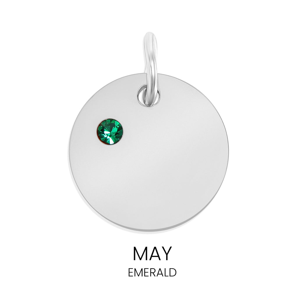 CZ Birthstone Pendant – Durable Stainless Steel Round Pendant Blank for Custom Engraved Jewelry