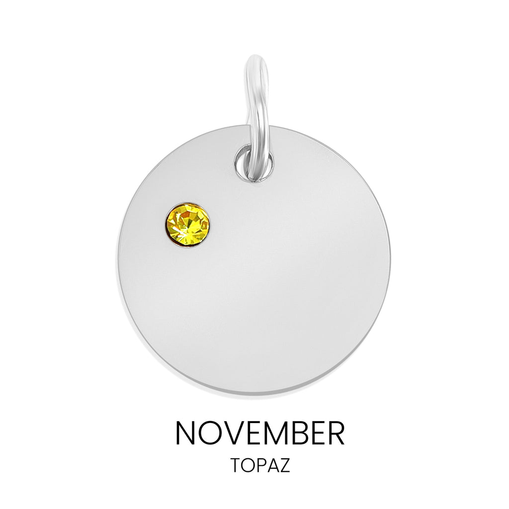 CZ Birthstone Pendant – Durable Stainless Steel Round Pendant Blank for Custom Engraved Jewelry