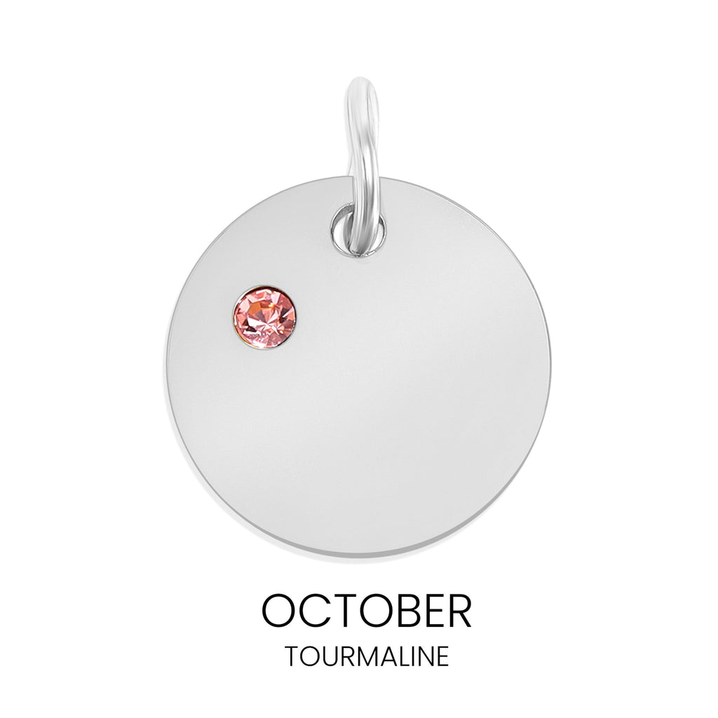 CZ Birthstone Pendant – Durable Stainless Steel Round Pendant Blank for Custom Engraved Jewelry