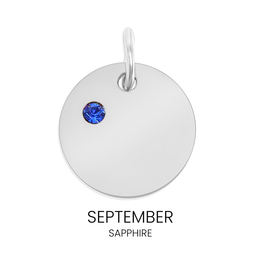 CZ Birthstone Pendant – Durable Stainless Steel Round Pendant Blank for Custom Engraved Jewelry