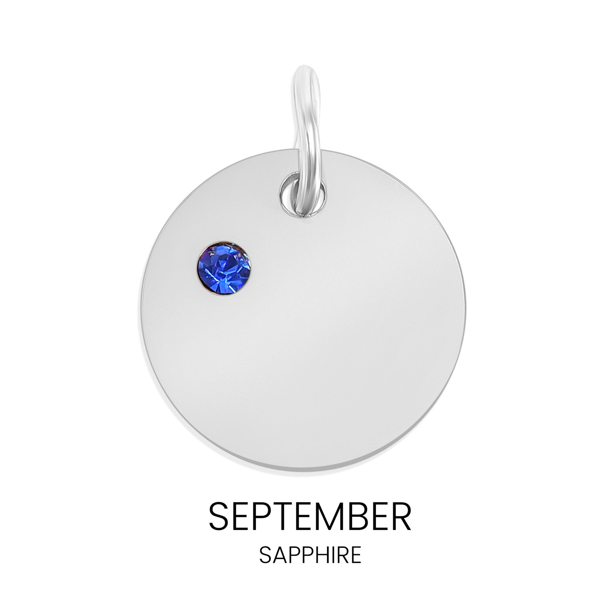 CZ Birthstone Pendant – Durable Stainless Steel Round Pendant Blank for Custom Engraved Jewelry