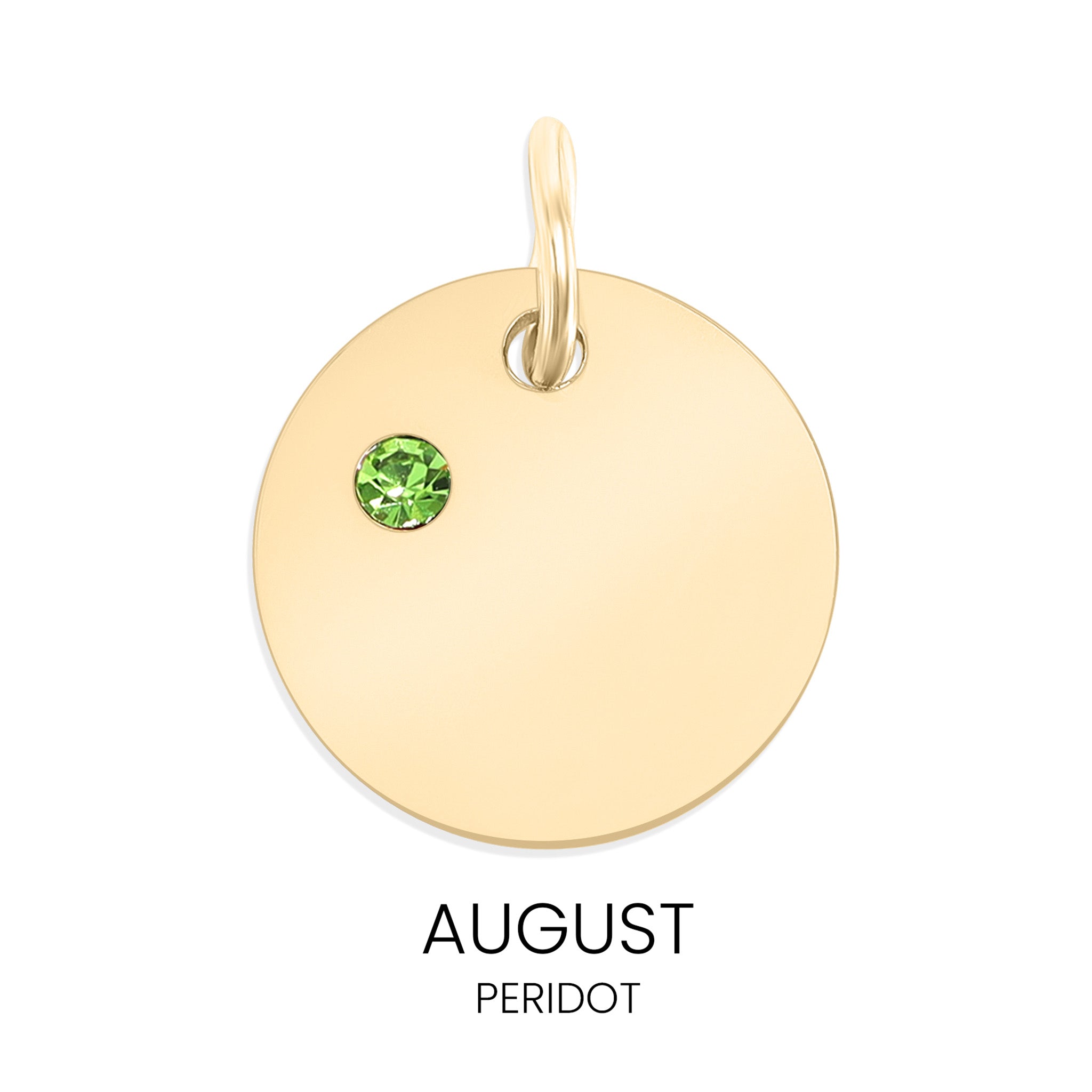 CZ Birthstone Round Pendant August Peridot