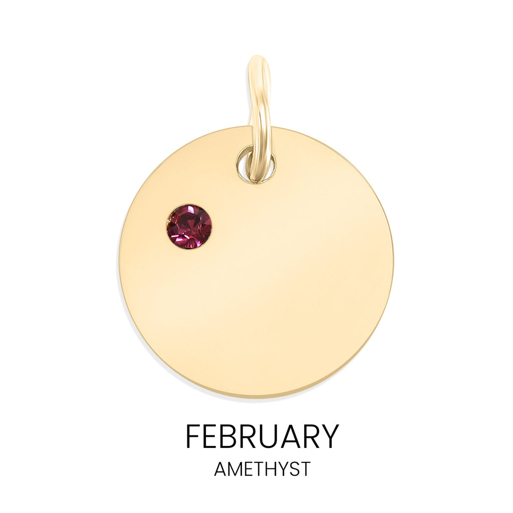 CZ Birthstone Round Pendant February Amethyst