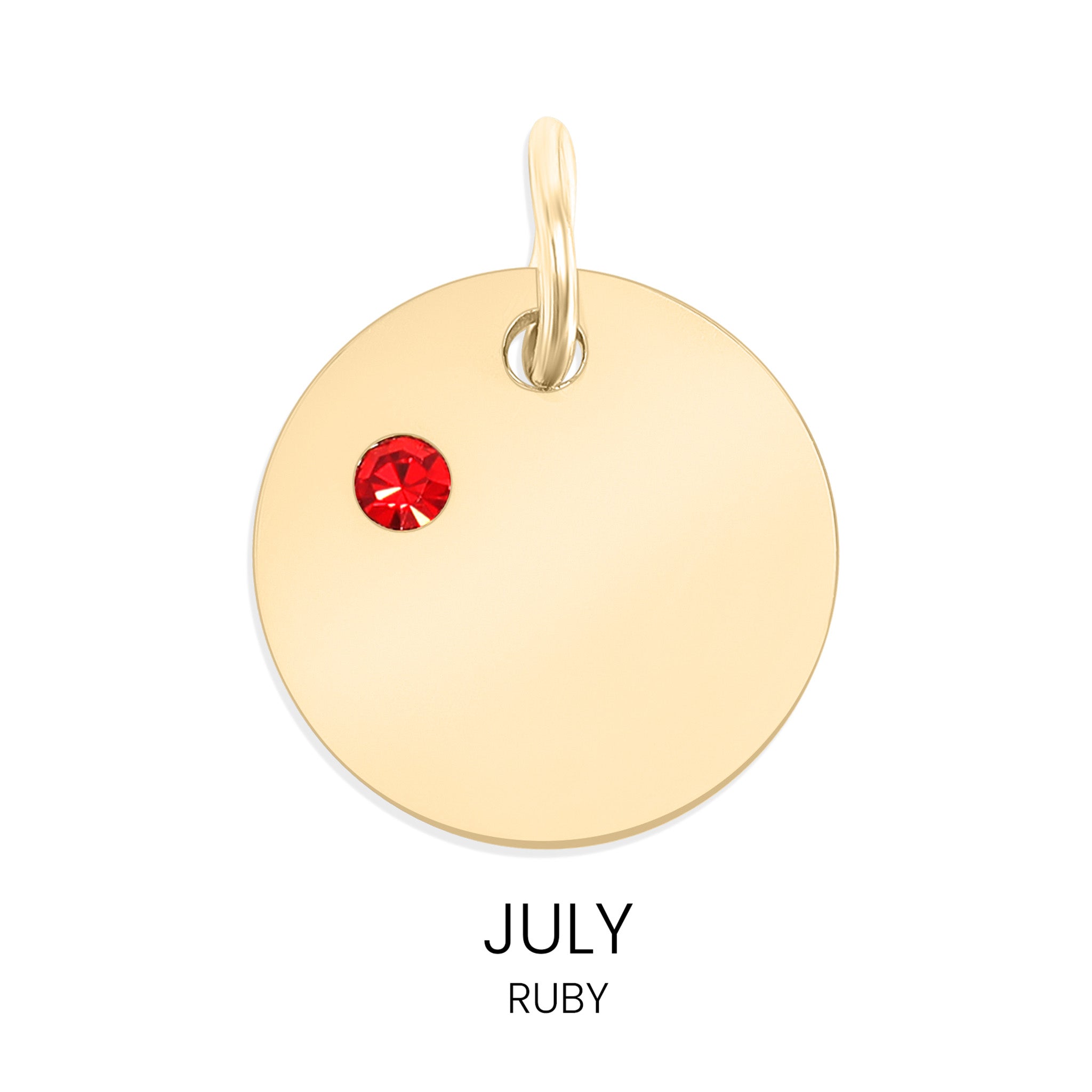 Birthstone Circle Charm - Durable Stainless Steel Pendant | Gold Plated CZ Jewelry