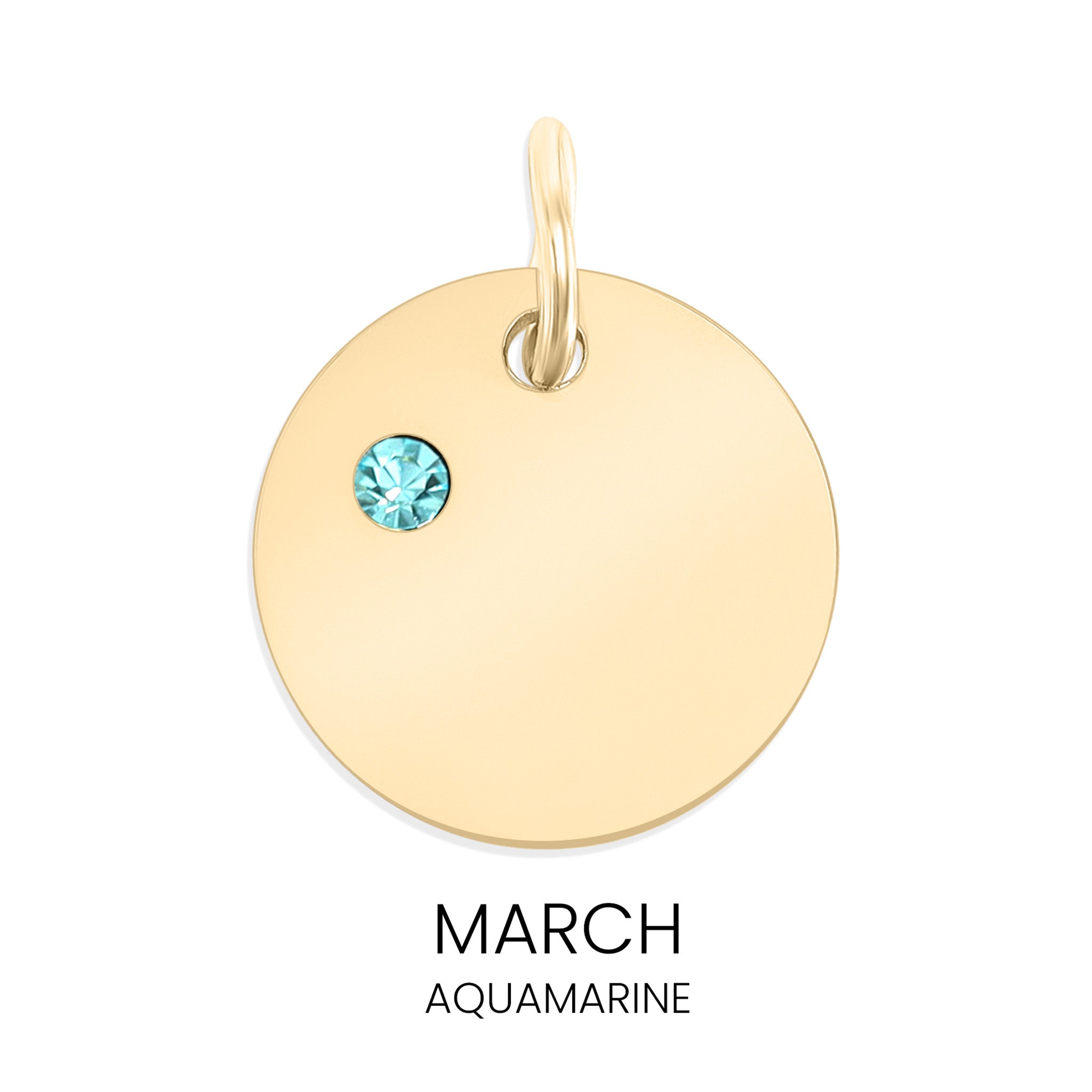 Birthstone Circle Charm - Durable Stainless Steel Pendant | Gold Plated CZ Jewelry