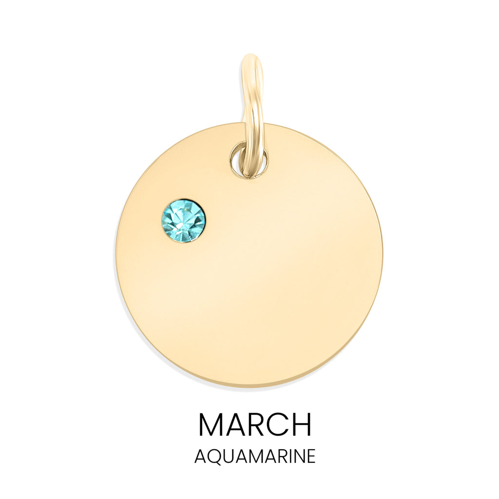 CZ Birthstone Round Pendant March Aquamarine