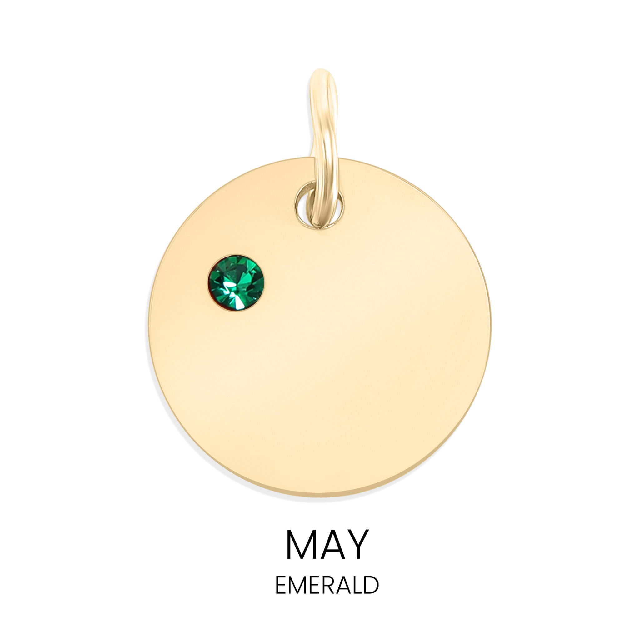 Birthstone Circle Charm - Durable Stainless Steel Pendant | Gold Plated CZ Jewelry