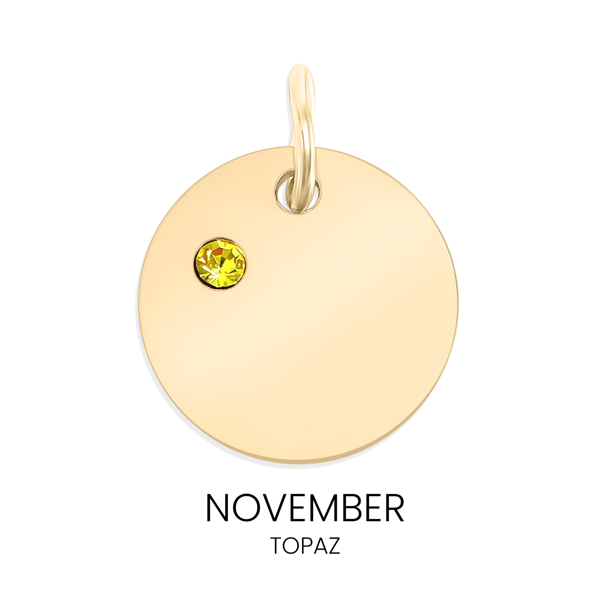 Birthstone Circle Charm - Durable Stainless Steel Pendant | Gold Plated CZ Jewelry