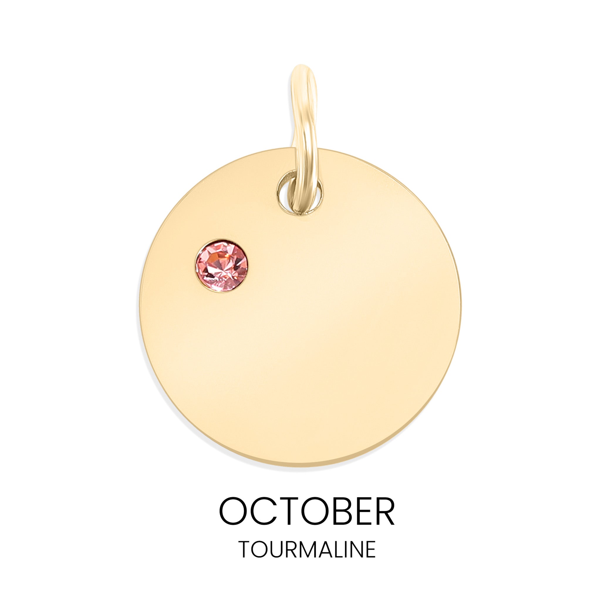 Birthstone Circle Charm - Durable Stainless Steel Pendant | Gold Plated CZ Jewelry
