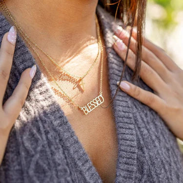 18K Gold PVD Stainless Steel "Blessed" Layered Cross Charm Necklace