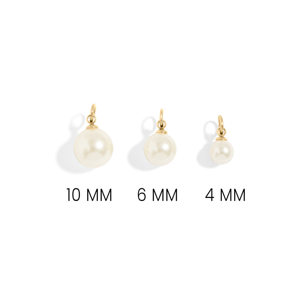 Glass Pearl Charms – Durable 8mm Hypoallergenic Jewelry With Gold Hoop Accent