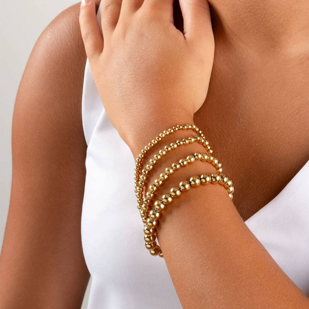 Wholesale jewelry 14K Gold Filled Plus Metal Bead Stretch Bracelet-  model scale