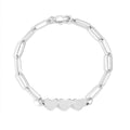 Engraved Heart Bracelet – Stainless Steel Paperclip Chain With 3 Heart Charms