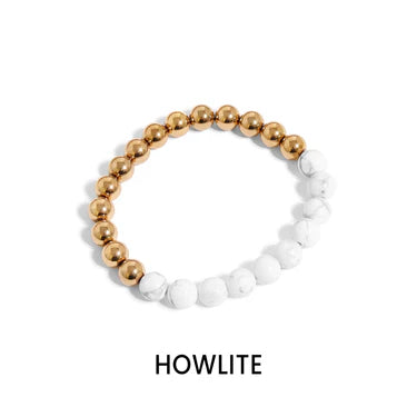 18K Gold PVD Stainless Steel Semi Precious Beaded Stretch Bracelets