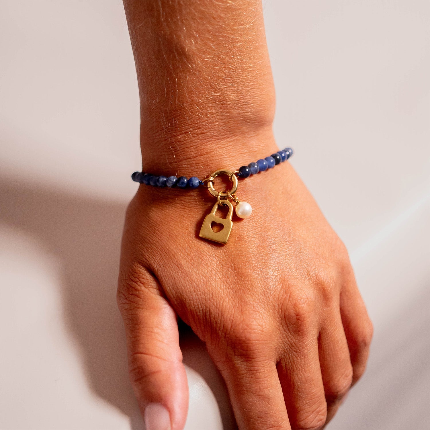 Charm Keeper Bracelet – 4mm Natural Stone Beads | Gold Stainless Steel Durable