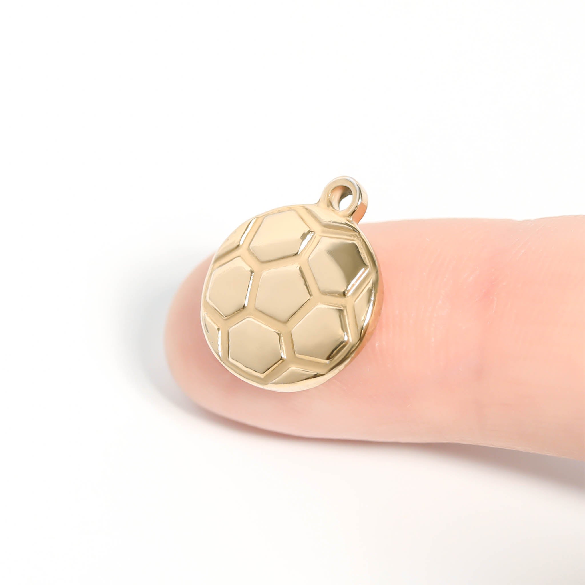 Gold Soccer Ball Charm – 18K Gold PVD Stainless Steel Sports Pendant Necklace