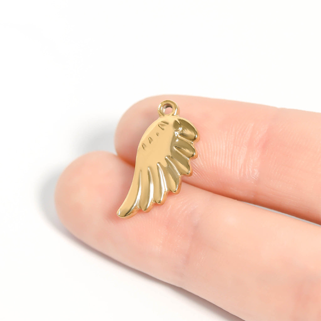 Angel Wing Charm – 18K Gold Stainless Steel Small Pendant Accessory for Bracelets