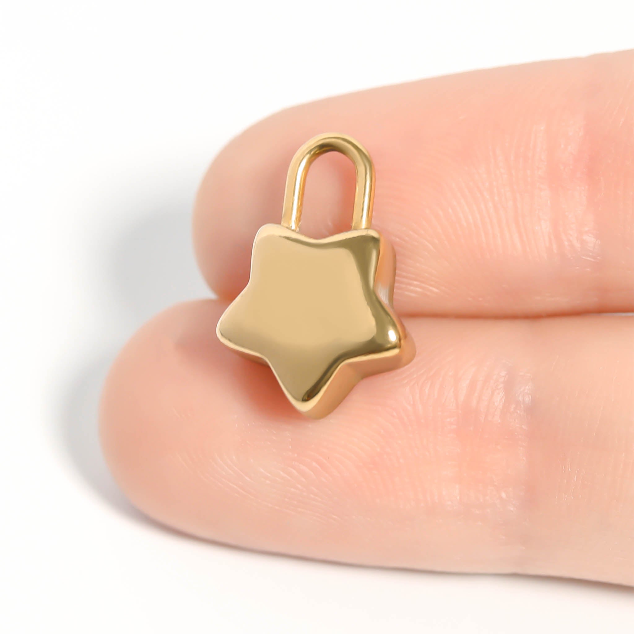 Star Padlock Charm – 18K Gold Plated Stainless Steel Lock Pendant