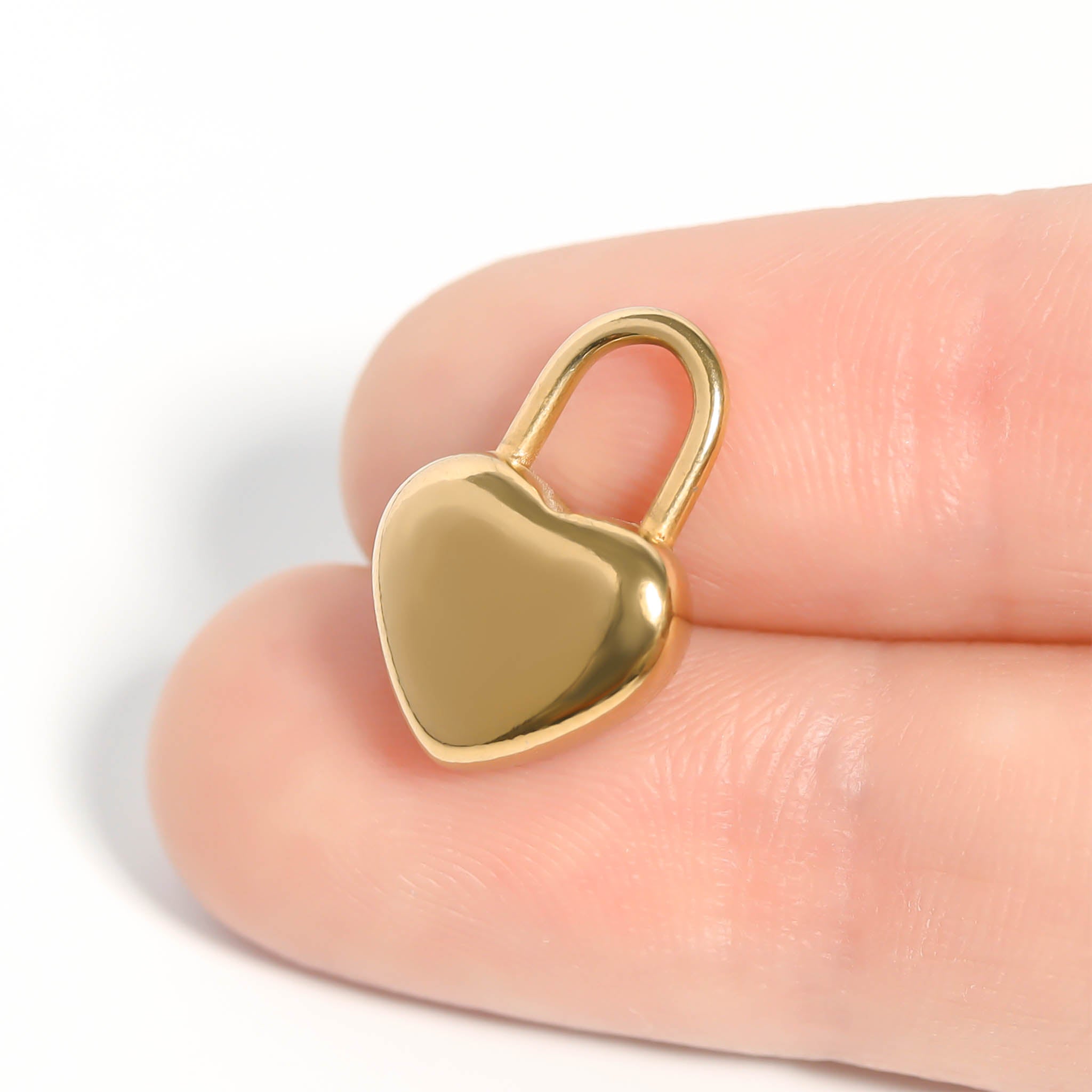 Heart Padlock Charm – 18K Gold PVD Coated Stainless Steel Hypoallergenic Jewelry