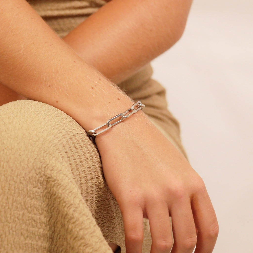 18K Gold PVD Stainless Steel Paperclip Chain Bracelet