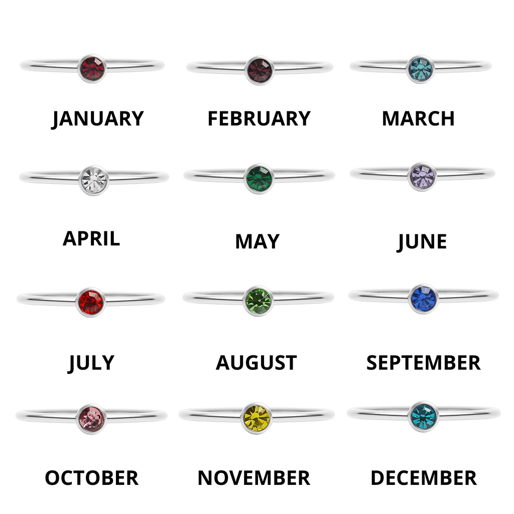 Stainless Steel Birthstone Ring – Durable 316L Surgical Steel With Cubic Zirconia