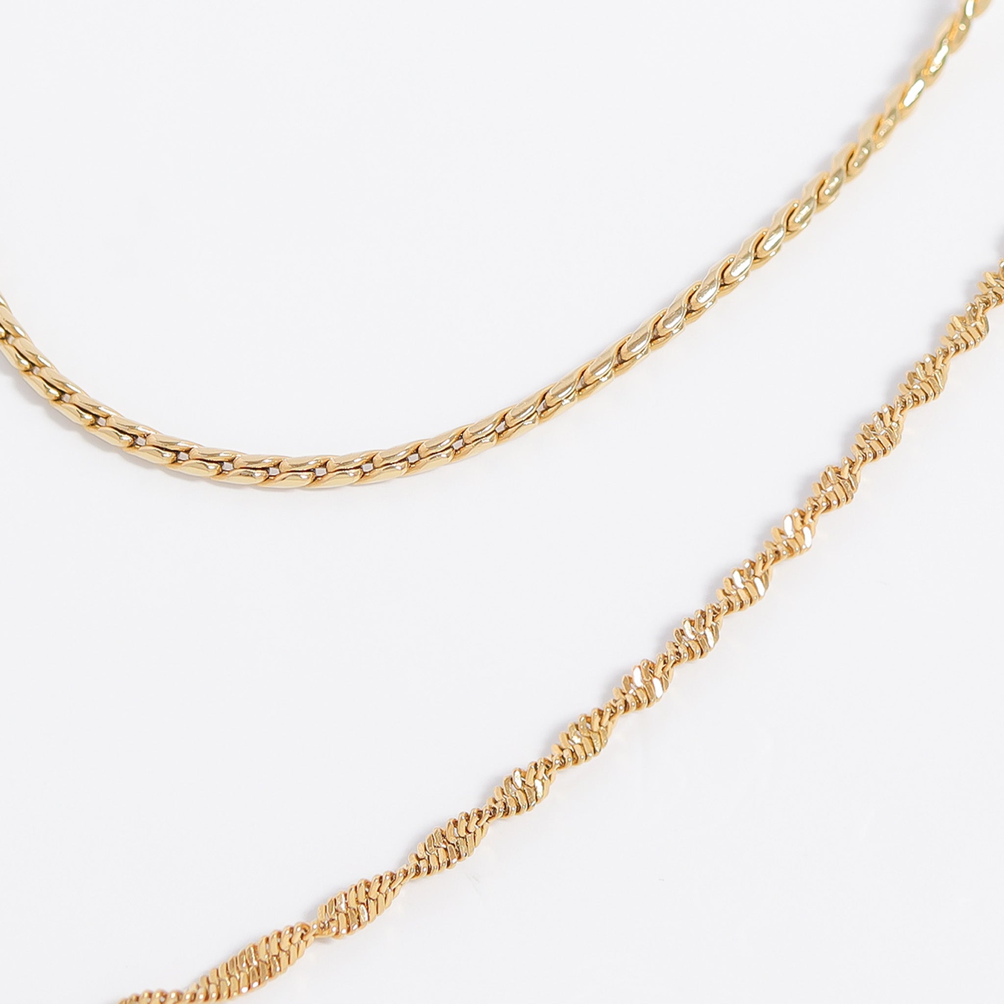 Singapore Chain Necklace – Gold Stainless Steel Delicate Woven Waterproof Jewelry