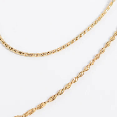 18K Gold PVD Stainless Steel Singapore Chain Necklace