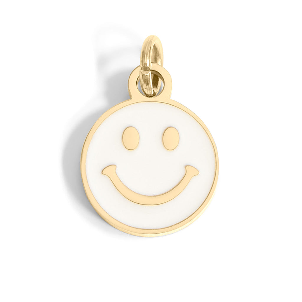 18K Gold Charm – Waterproof Pink Epoxy Smiley Face Pendant | Hypoallergenic Jewelry