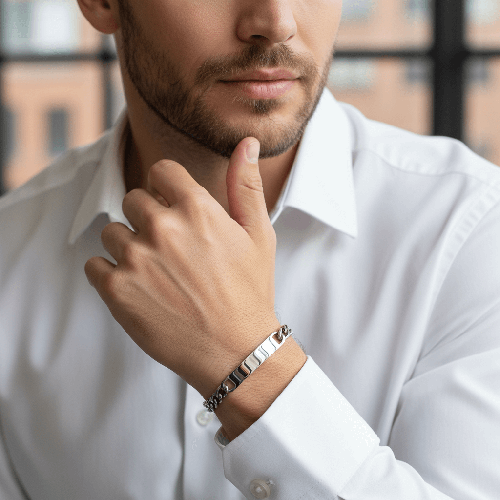 Gold ID Bracelet – Stainless Steel Curved Bar Blank ID Bar, Durable PVD Coated Jewelry