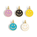 18K Gold Charm – Waterproof Pink Epoxy Smiley Face Pendant | Hypoallergenic Jewelry