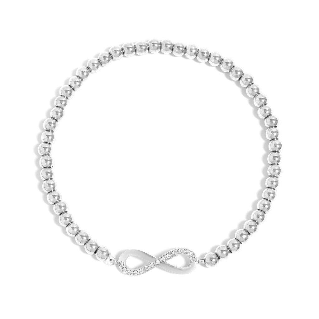 Gold Beaded Bracelet – Adjustable Stretch Stainless Steel Infinity Charm