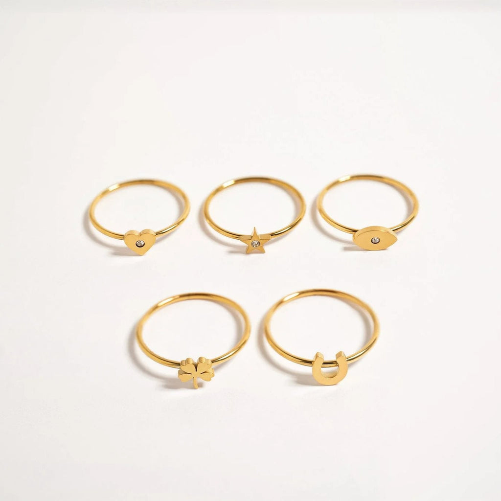18K Gold PVD Stainless Steel CZ Stone Star Symbol Ring