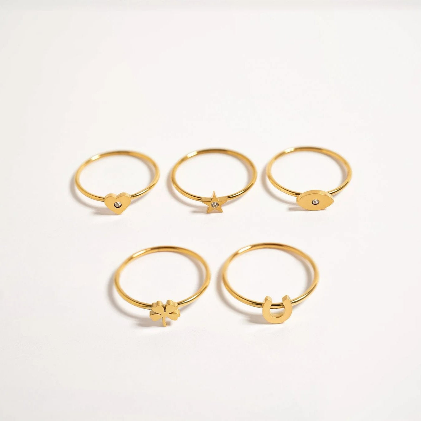 18K Gold PVD Stainless Steel CZ Stone Star Symbol Ring