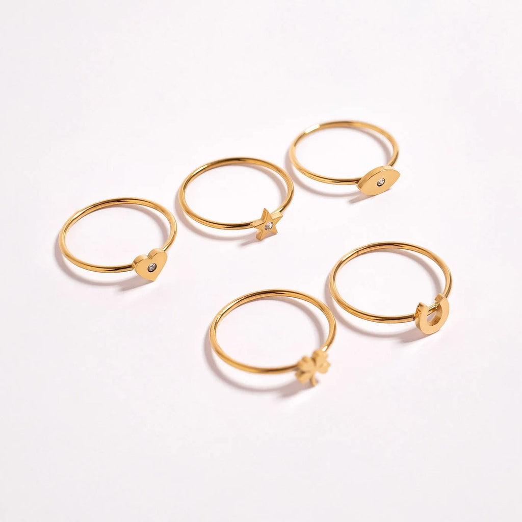 18K Gold Star Ring – Durable Stainless Steel CZ Stone Hypoallergenic Jewelry