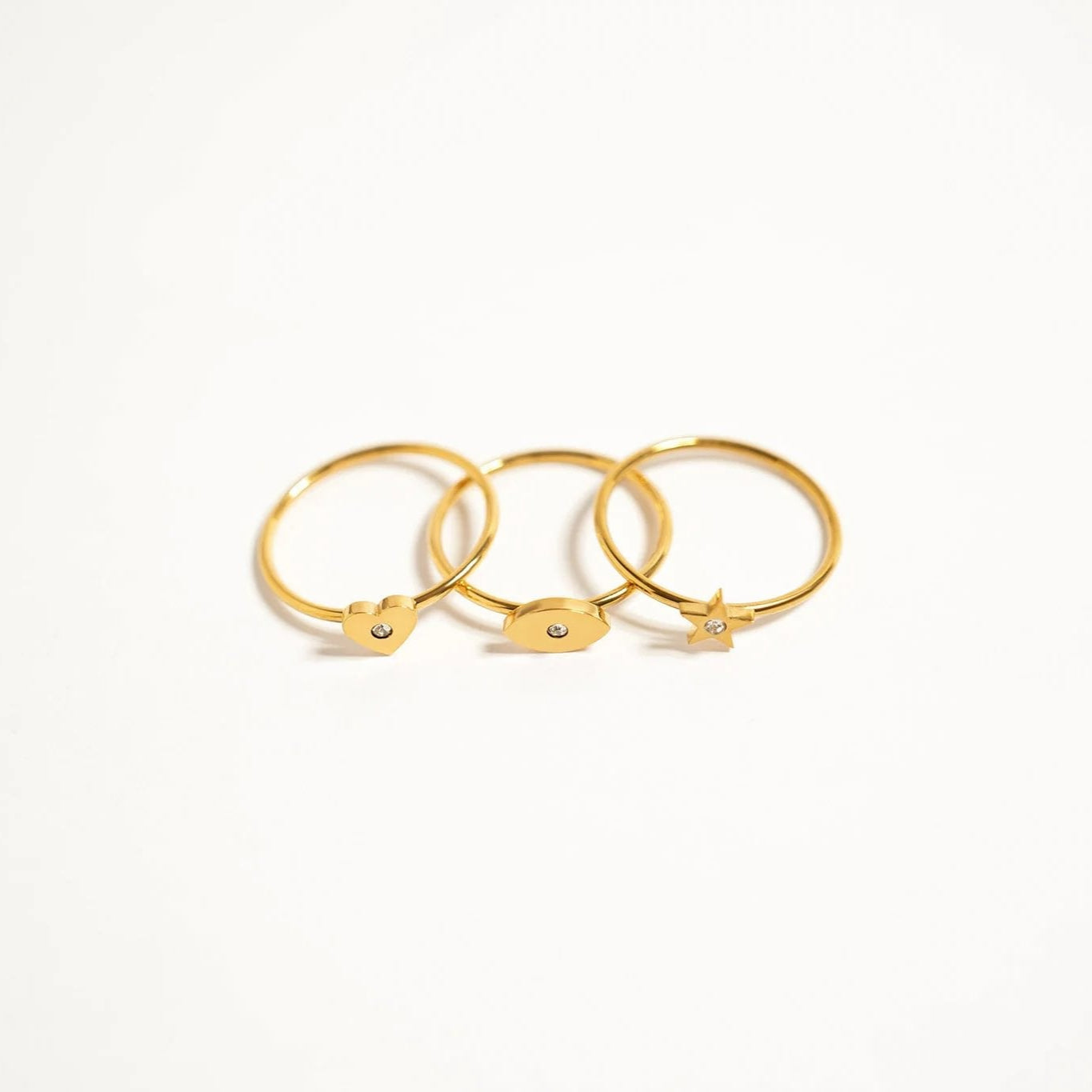 18K Gold Star Ring – Durable Stainless Steel CZ Stone Hypoallergenic Jewelry