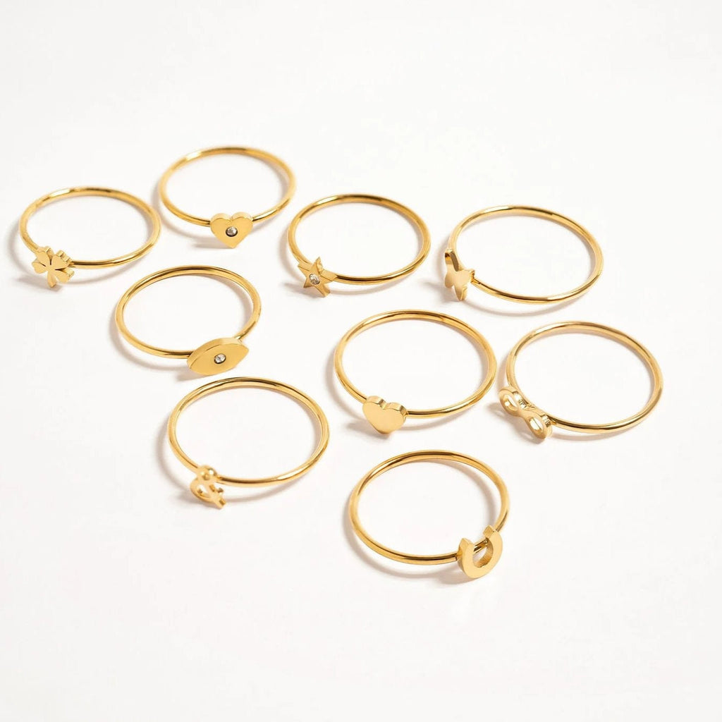 18K Gold PVD Stainless Steel CZ Stone Star Symbol Ring